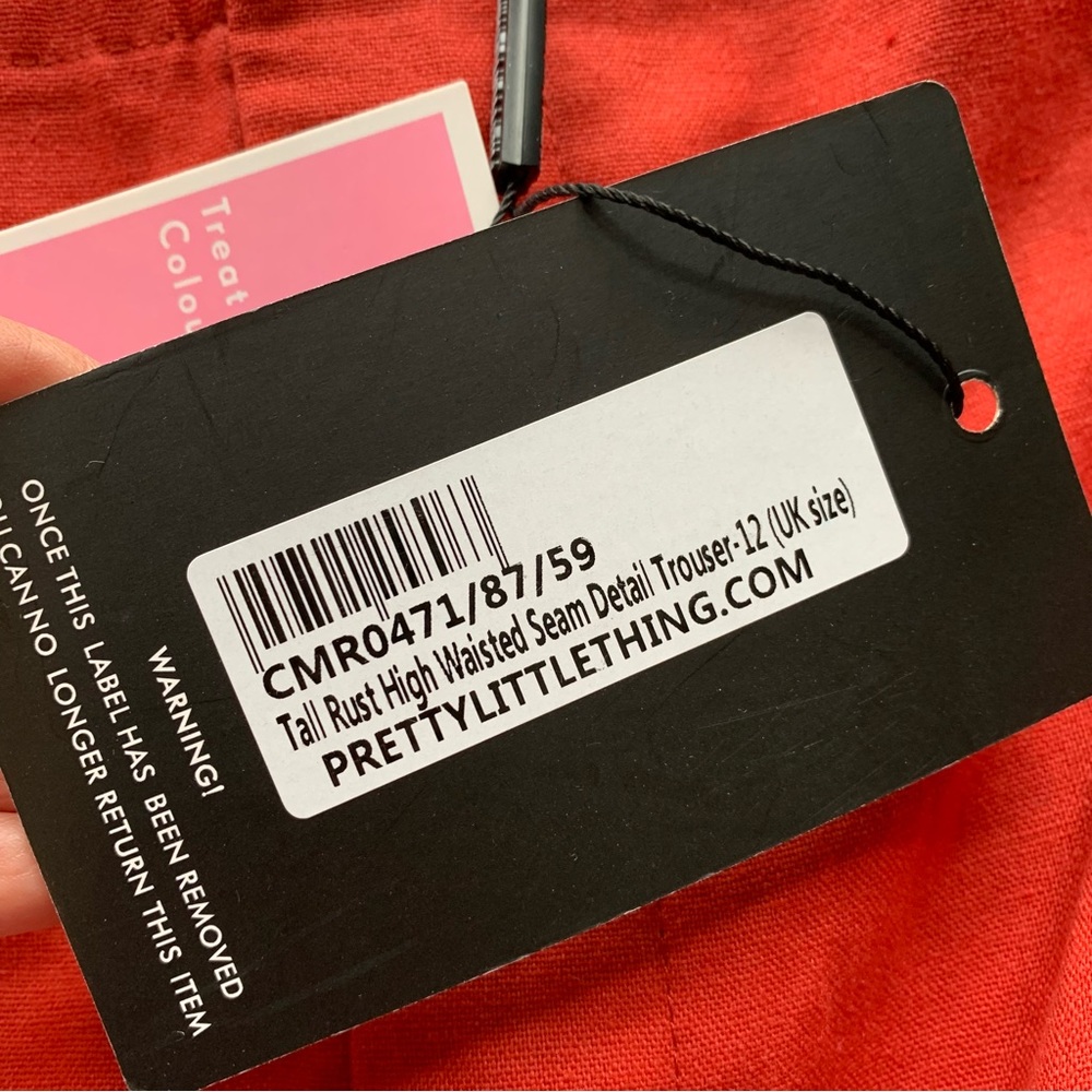 🌻SOLD🌻Pretty Little Thing Tall Rust High Waisted Seam Detail Pants - Picture 11 of 13